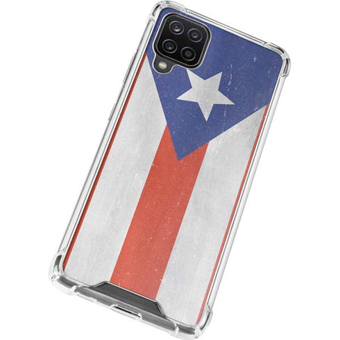 Puerto Rico Flag Distressed Galaxy A12 Clear Case